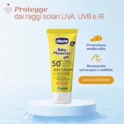 Crema Solare SPF 50+. Protezione molto alta.
