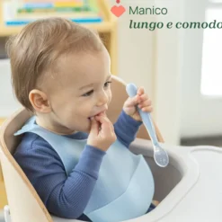 Cucchiaio in silicone morbido con custodia 6m+