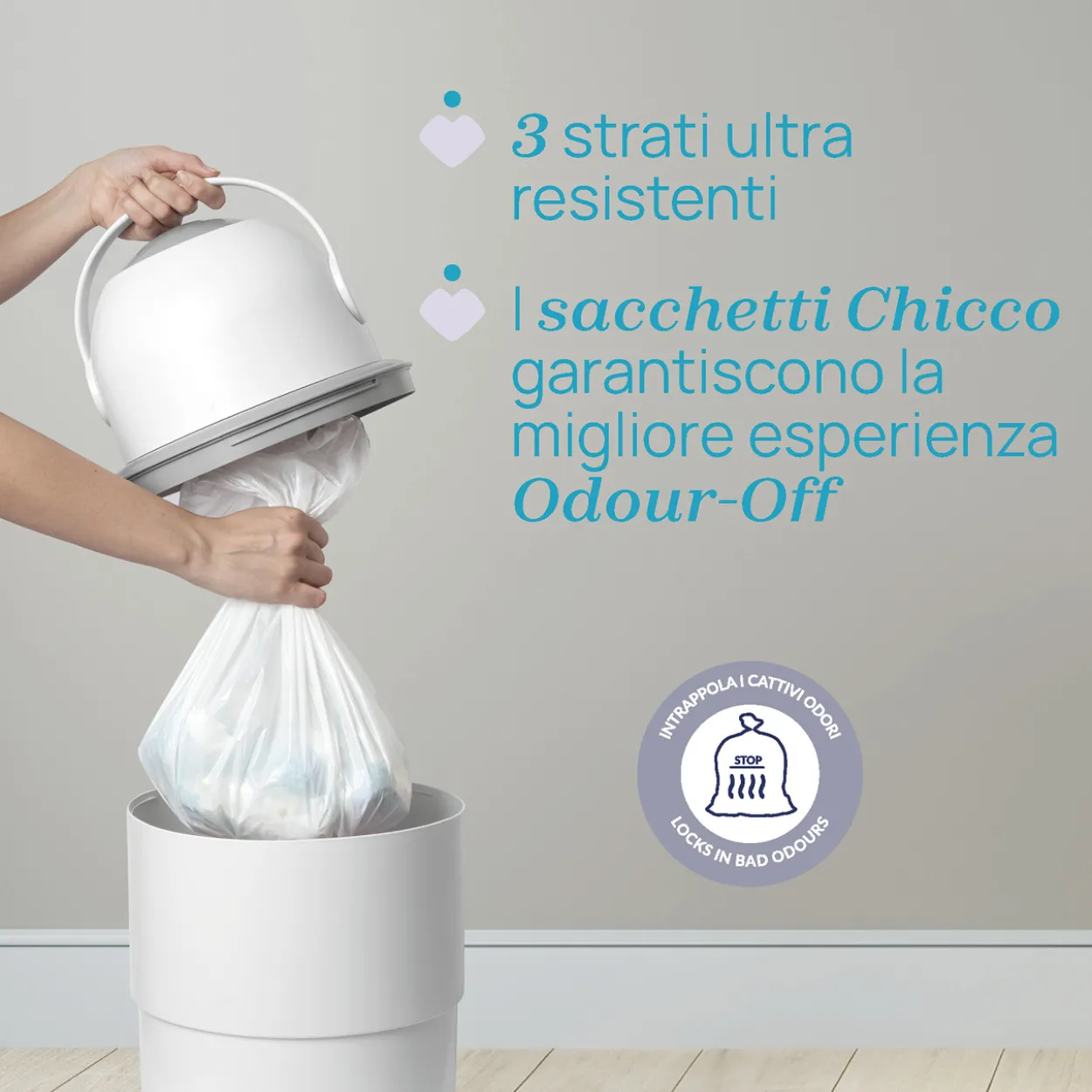 Sacchetti per mangiapannolini telescopico