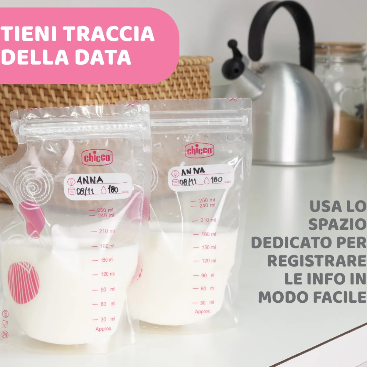 Sacchetto per latte materno - 30 pz