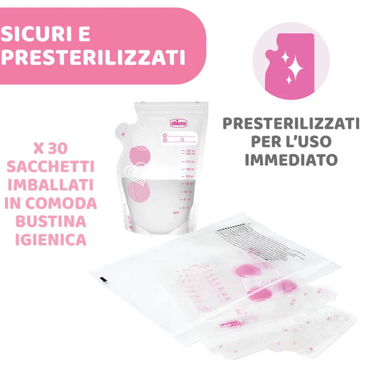 Sacchetto per latte materno - 30 pz