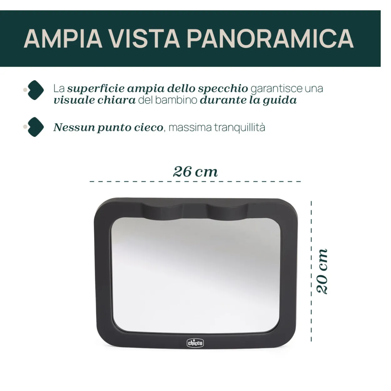 Specchio retrovisore LED per sedile posteriore