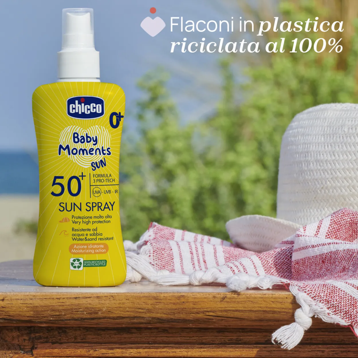 SPF 50+ Latte Solare Spray. Protezione molto alta.