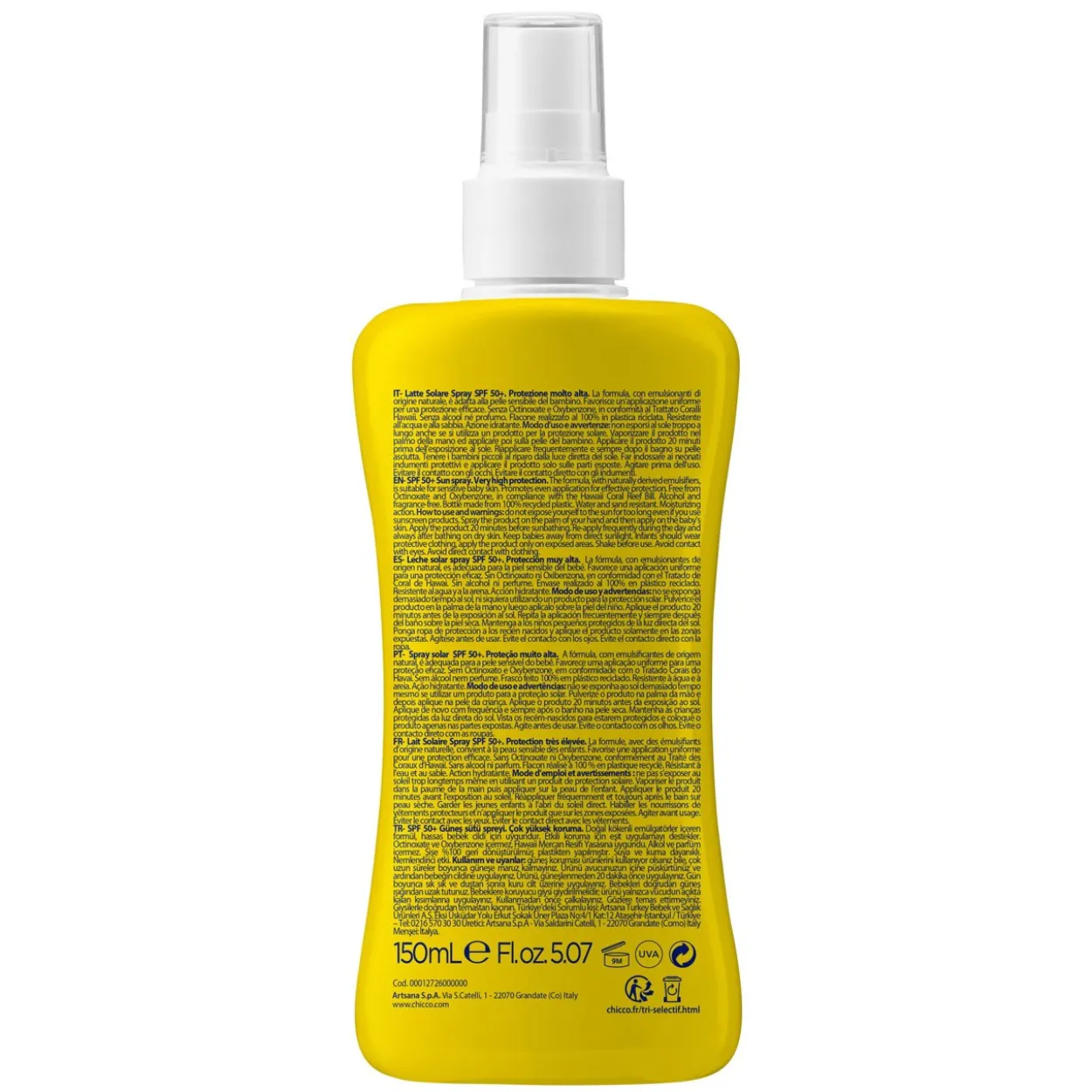 SPF 50+ Latte Solare Spray. Protezione molto alta.